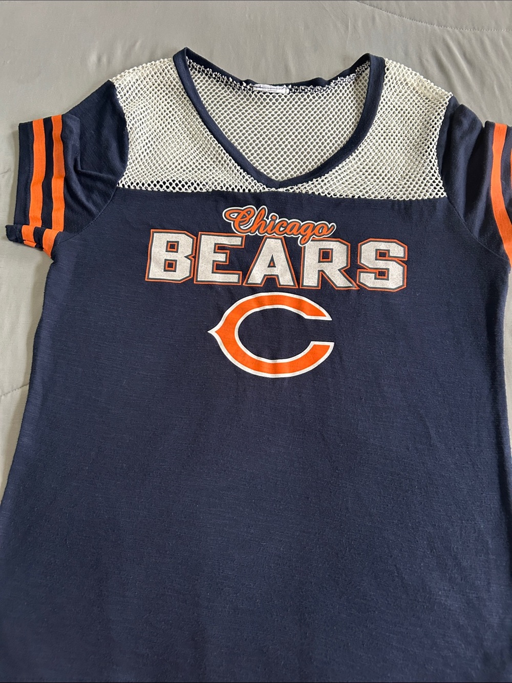 NFL Navy & Orange Chicago Bears Mesh Yoke Tee